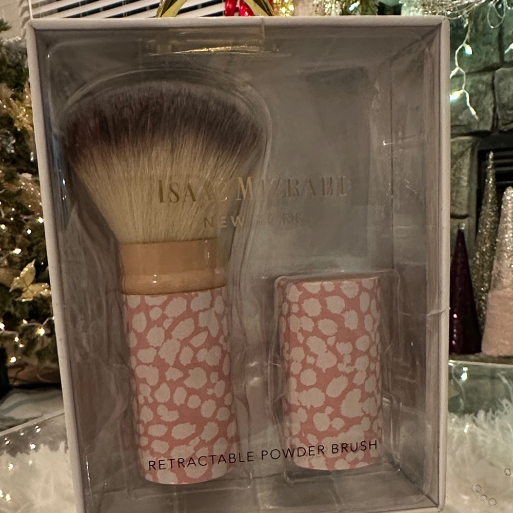 Isaac Mizrahi Pink and White Patterned Retractable Brush